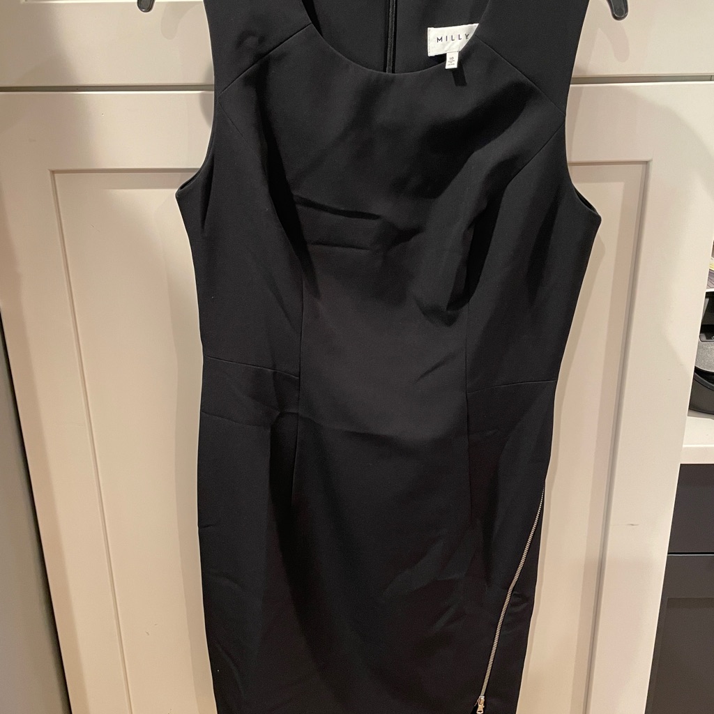 Milly Black Asymmetrical Sheath Dress Scoop Neck Sleeveless